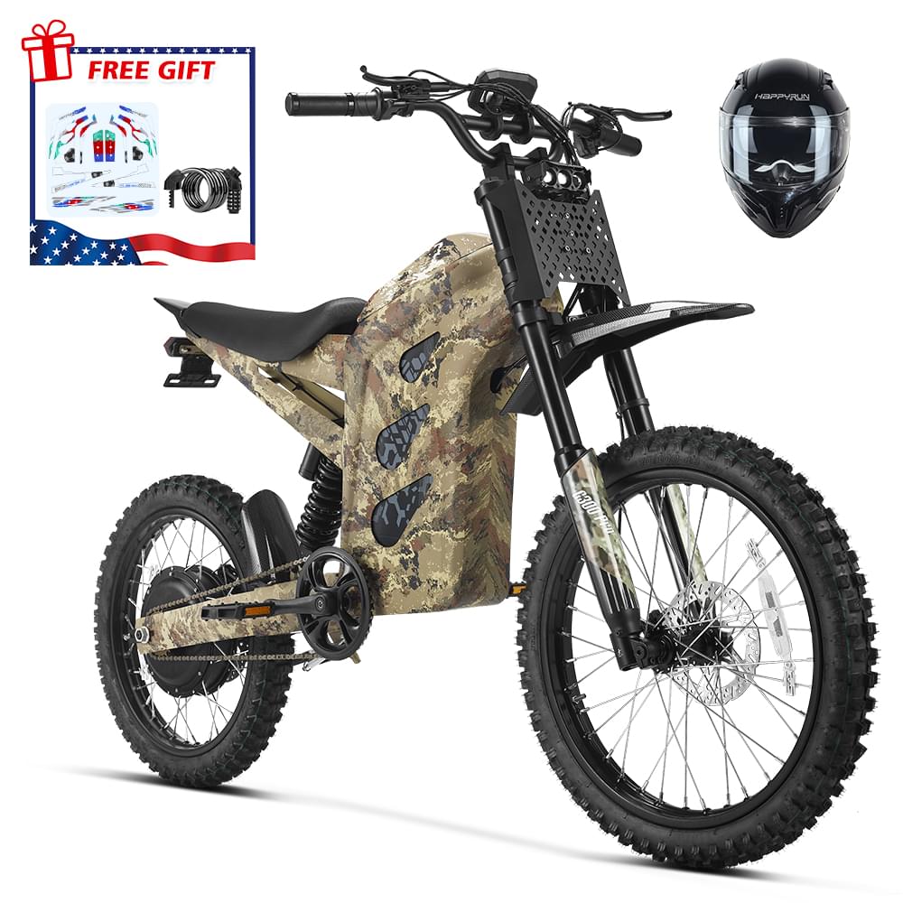 HappyRun 6500W Electric Dirt Bike G300 Pro - Camo + Helmet(L)