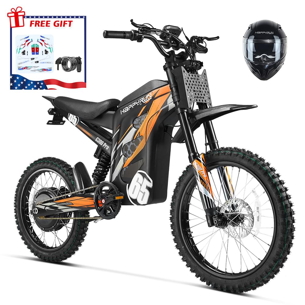 HappyRun 6500W Electric Dirt Bike G300 Pro - Orange + Helmet(L)
