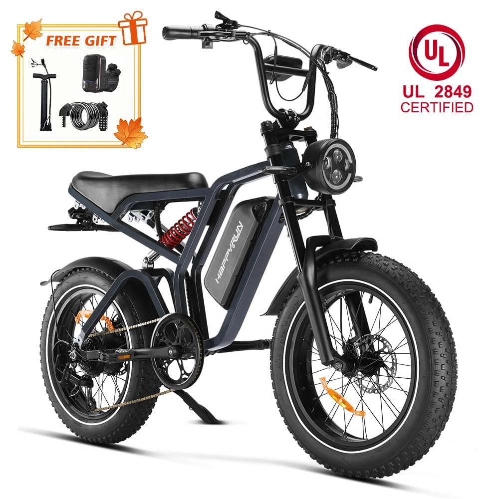 Happyrun Tank G60 Pro UL 2849 Certified Moped Style Offroad Electric Bike Fat Tire - G60 Pro