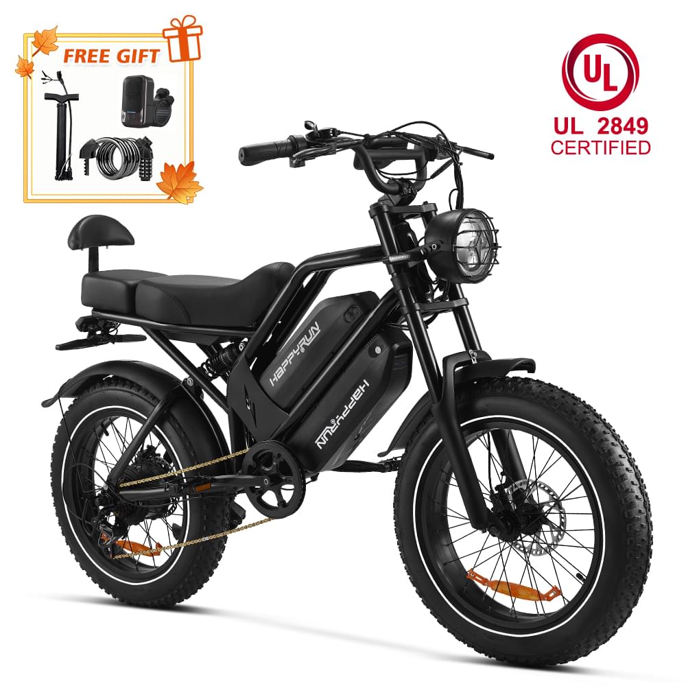 HappyRun G70 UL 2849 Certified Dual Battery Fast Electric Cargo Bike for Sale - Black