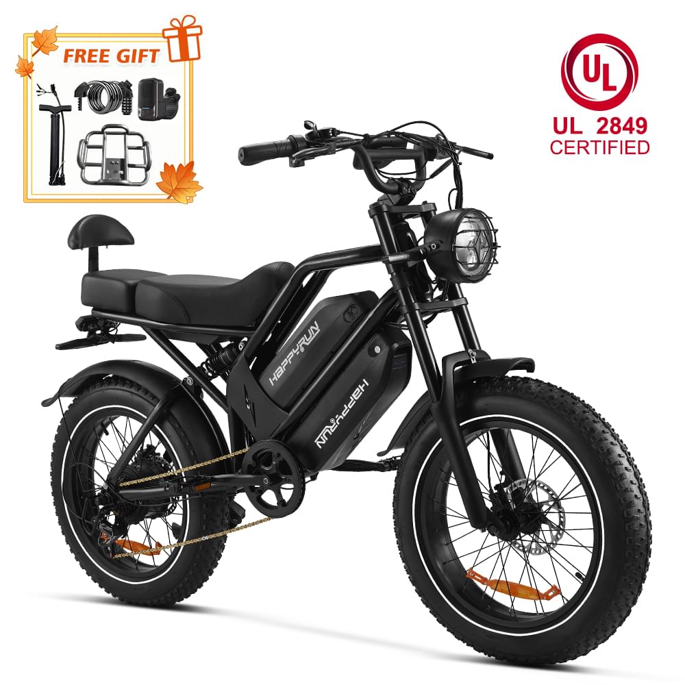 HappyRun G70 UL 2849 Certified Dual Battery Fast Electric Cargo Bike for Sale - Black