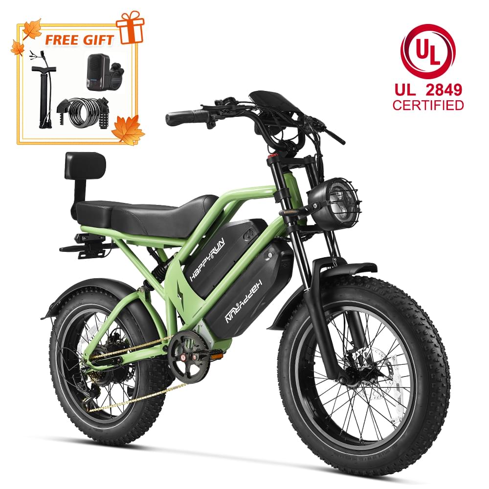 HappyRun G70 UL 2849 Certified Dual Battery Fast Electric Cargo Bike for Sale - Green