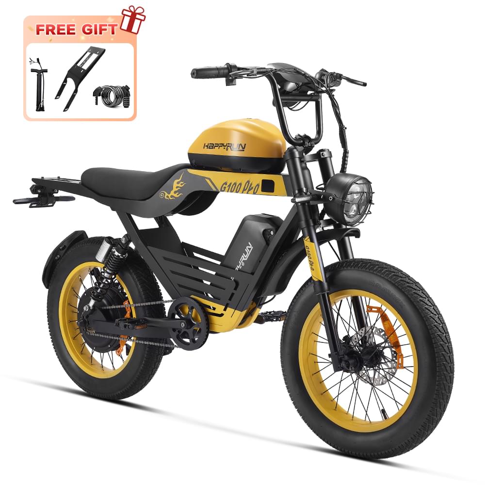 HappyRun G100 Pro 6000W Electric Bike Dual Battery - Yellow